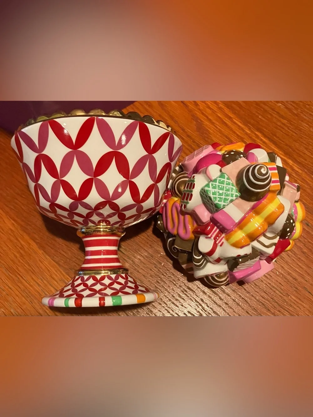 NEW w/o box Department 56 Glitterville Ceramic Candy Dish w/Lid Sugarplums Rare